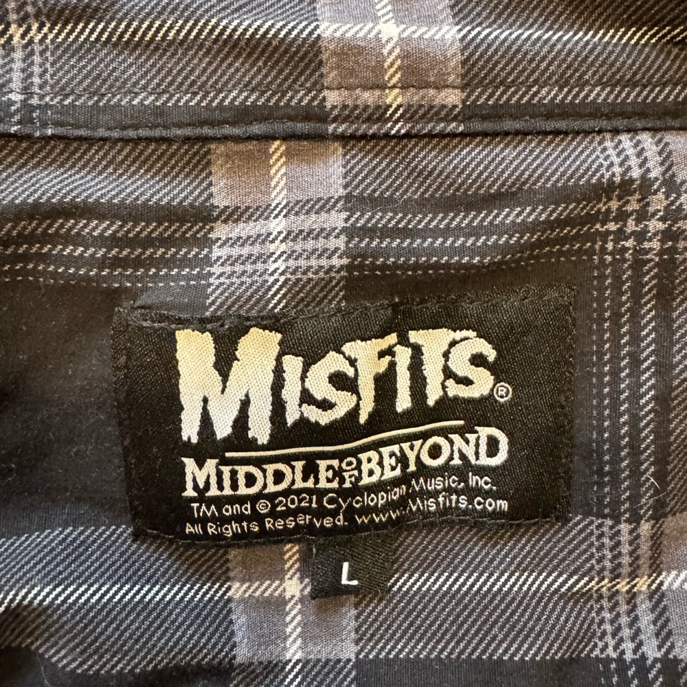 Middle of Beyond - MISFITS button down short sleeve shirt- black plaid